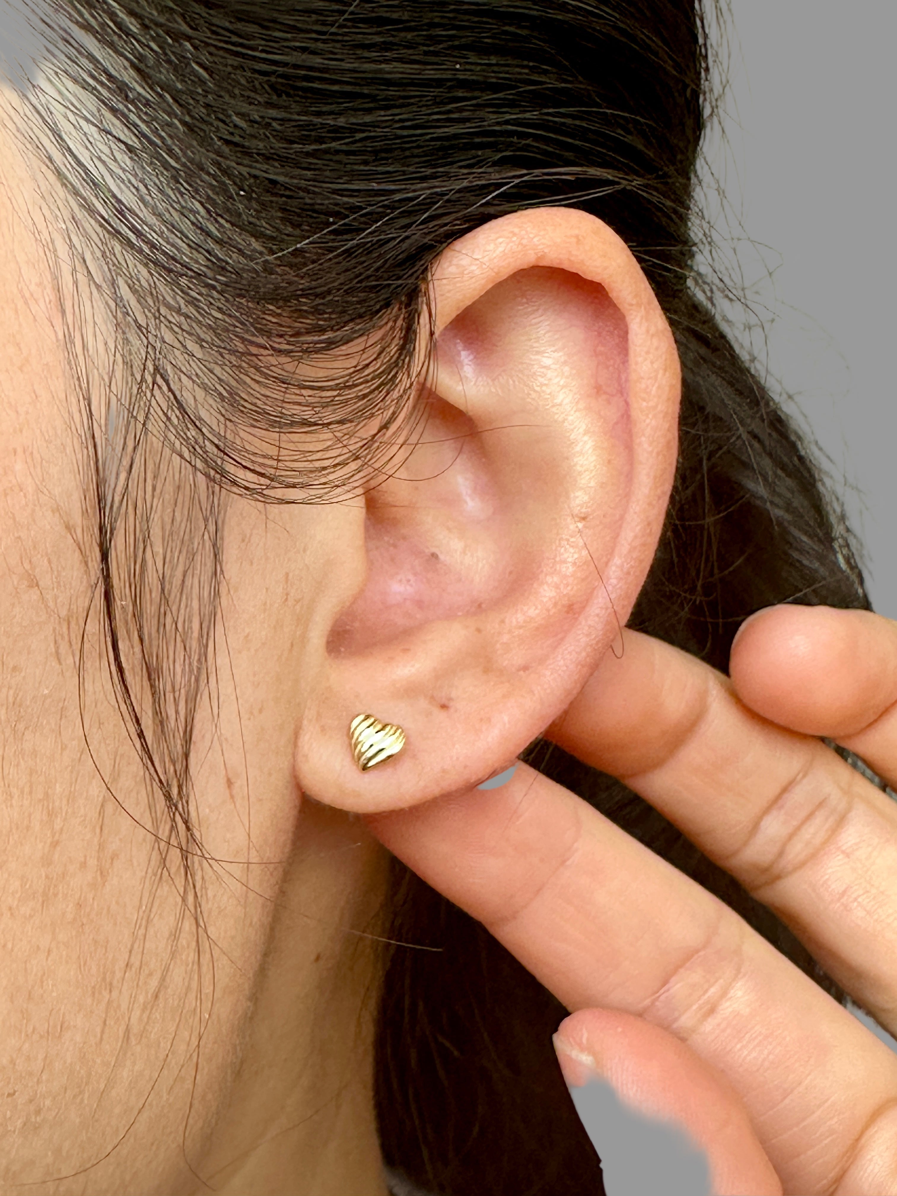 Textured Heart Stud Earrings | 925 Sterling Silver