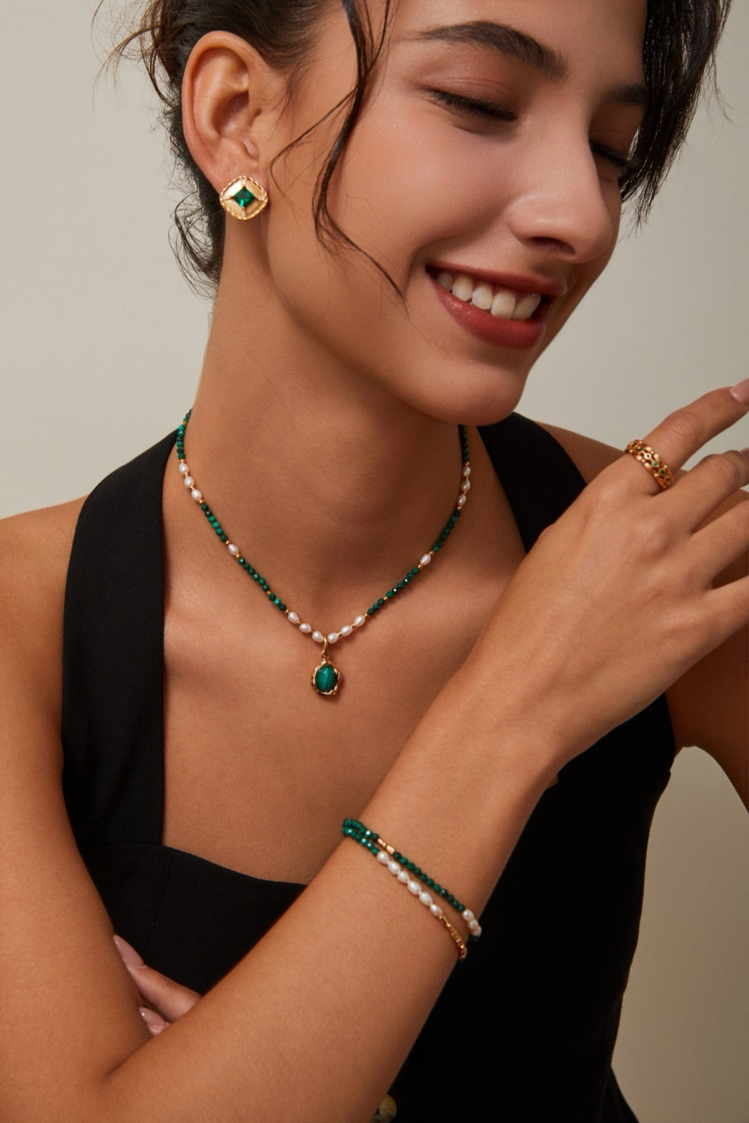 Malachite Pearl Necklace