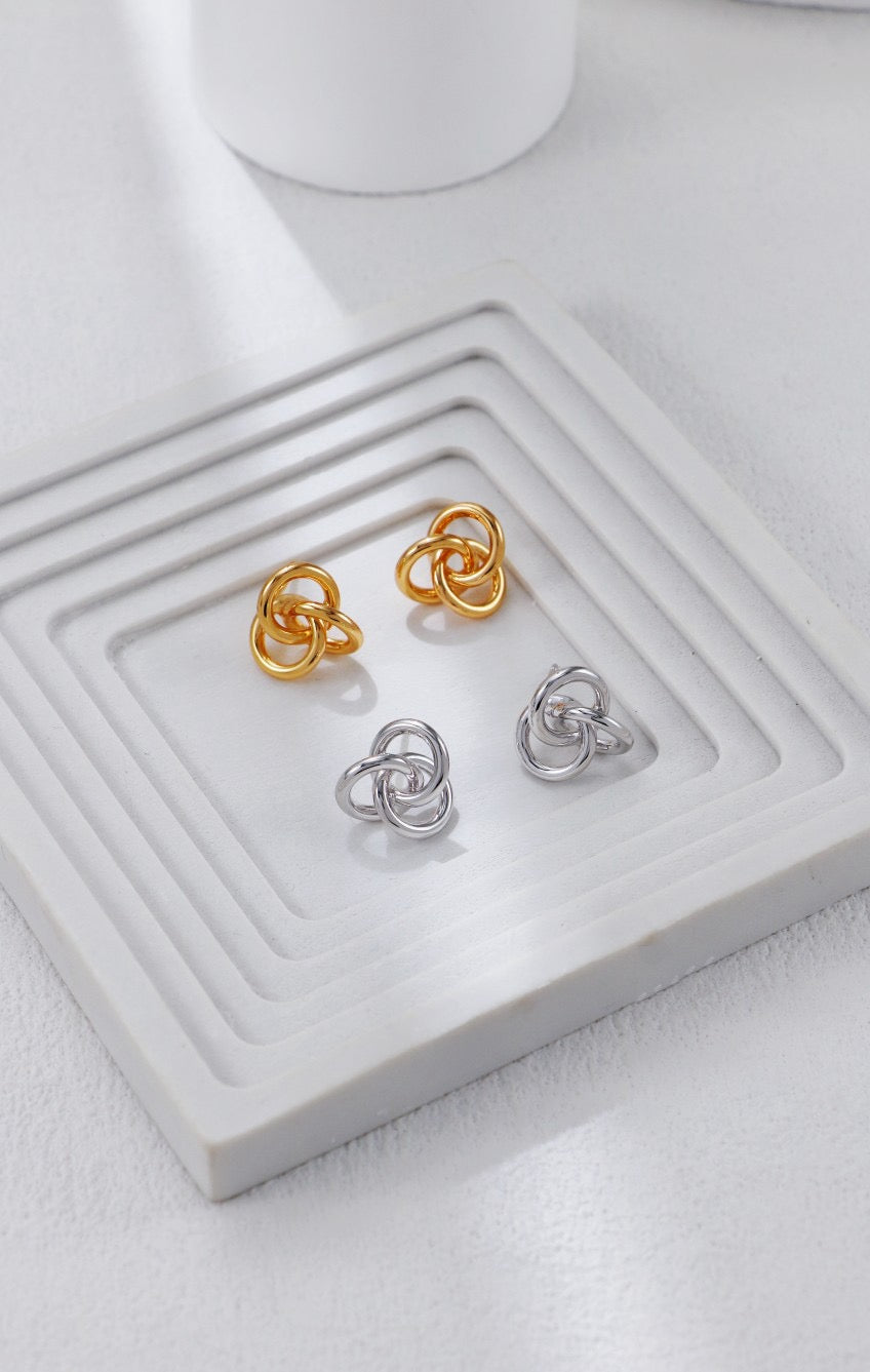 Sterling Silver Triple Loop Studs