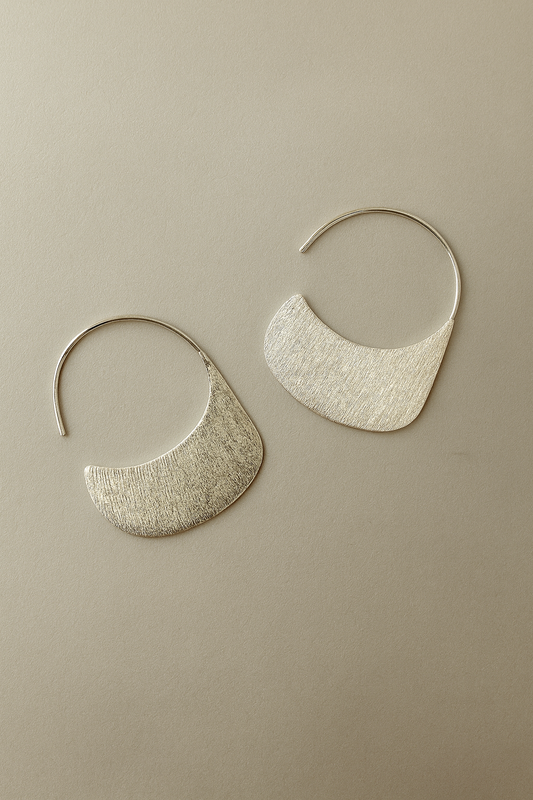 Brushed Half-Moon Hoop Earrings