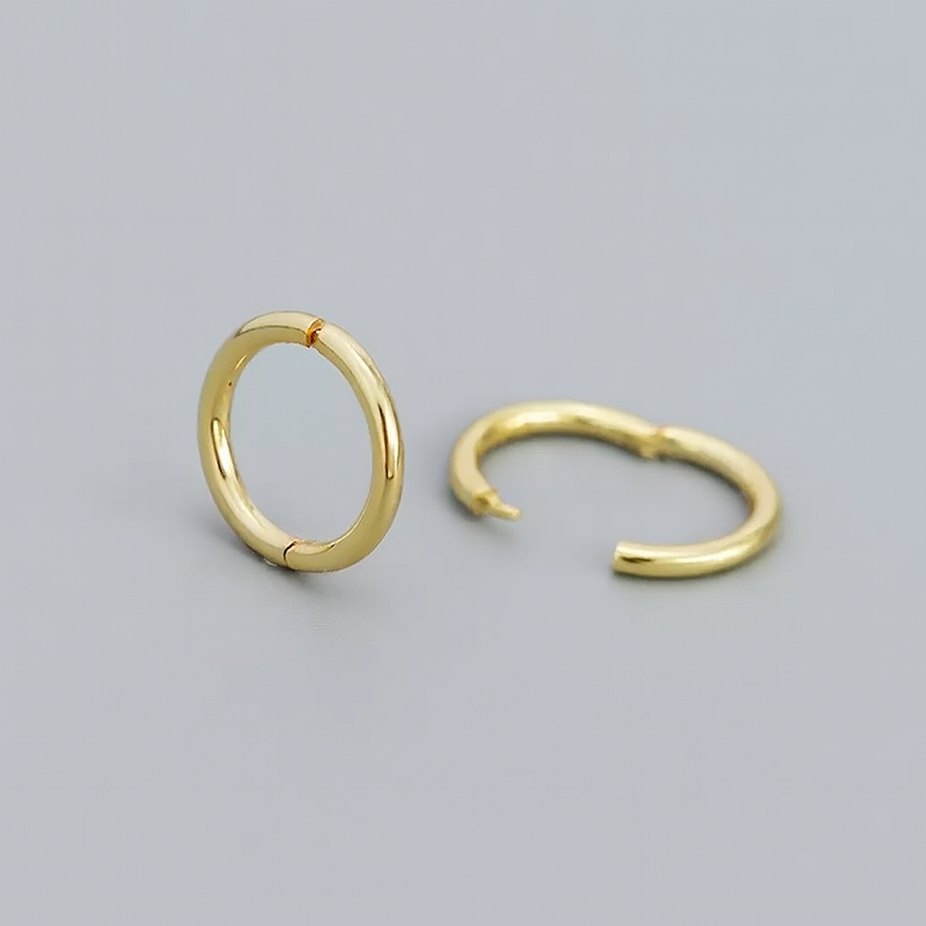 925 Sterling Silver Thick Hoop Earrings | Minimal Everyday Hoops | Gold & Silver