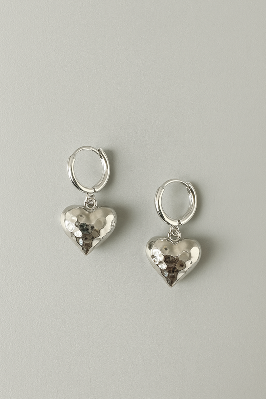 Hammered Heart Drop Earrings