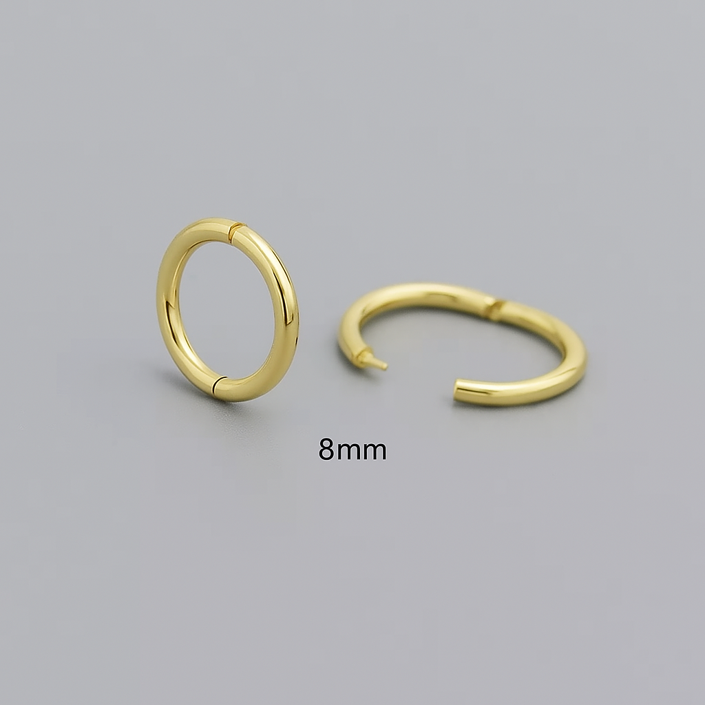 925 Sterling Silver Thick Hoop Earrings | Minimal Everyday Hoops | Gold & Silver