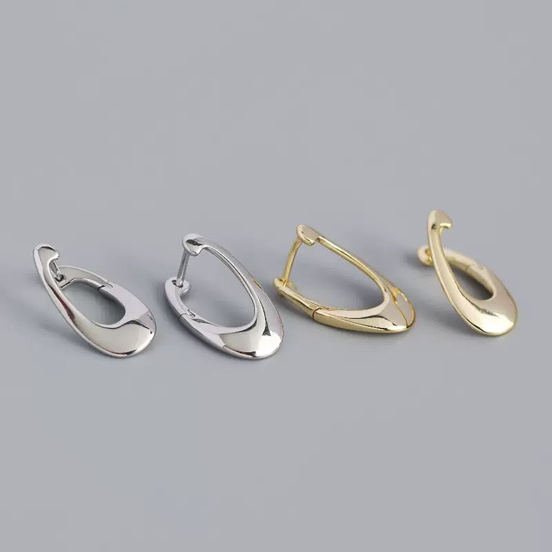 Sterling Silver Sculptural Hoop Earrings: Modern Minimalist Design