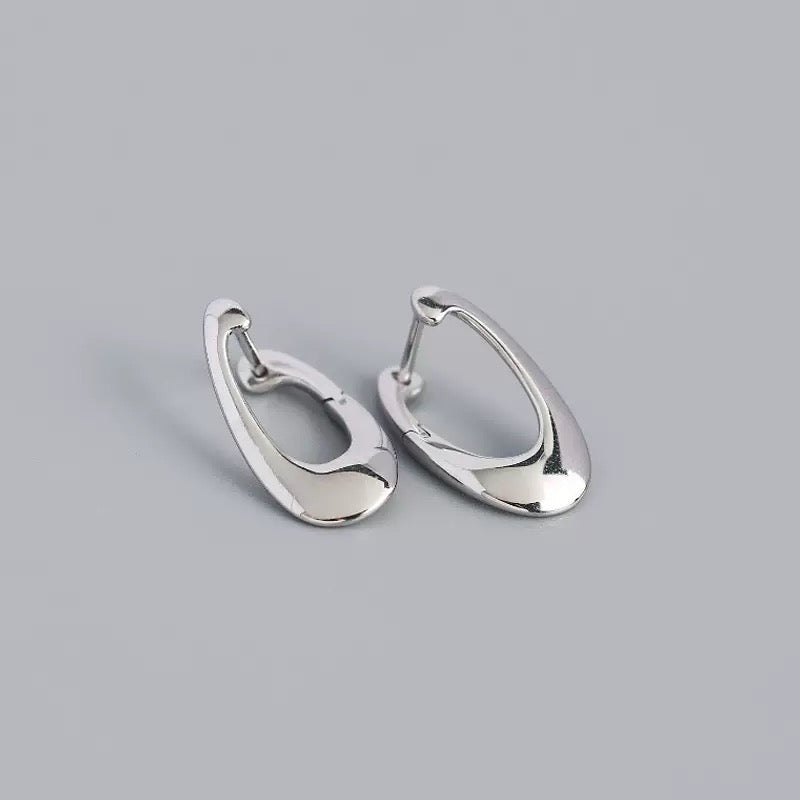 Sterling Silver Sculptural Hoop Earrings: Modern Minimalist Design