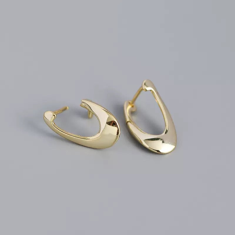 Sterling Silver Sculptural Hoop Earrings: Modern Minimalist Design