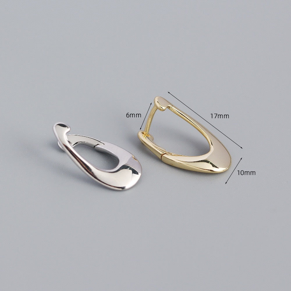 Sterling Silver Sculptural Hoop Earrings: Modern Minimalist Design