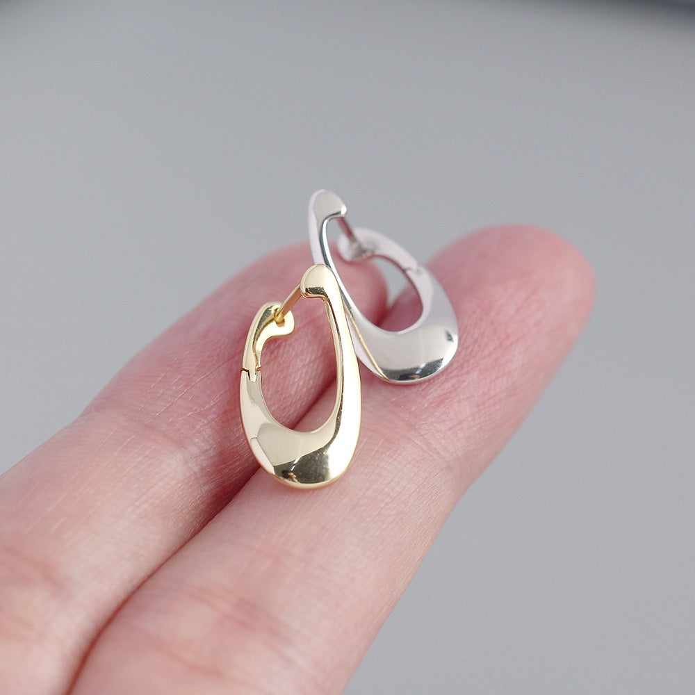 Sterling Silver Sculptural Hoop Earrings: Modern Minimalist Design