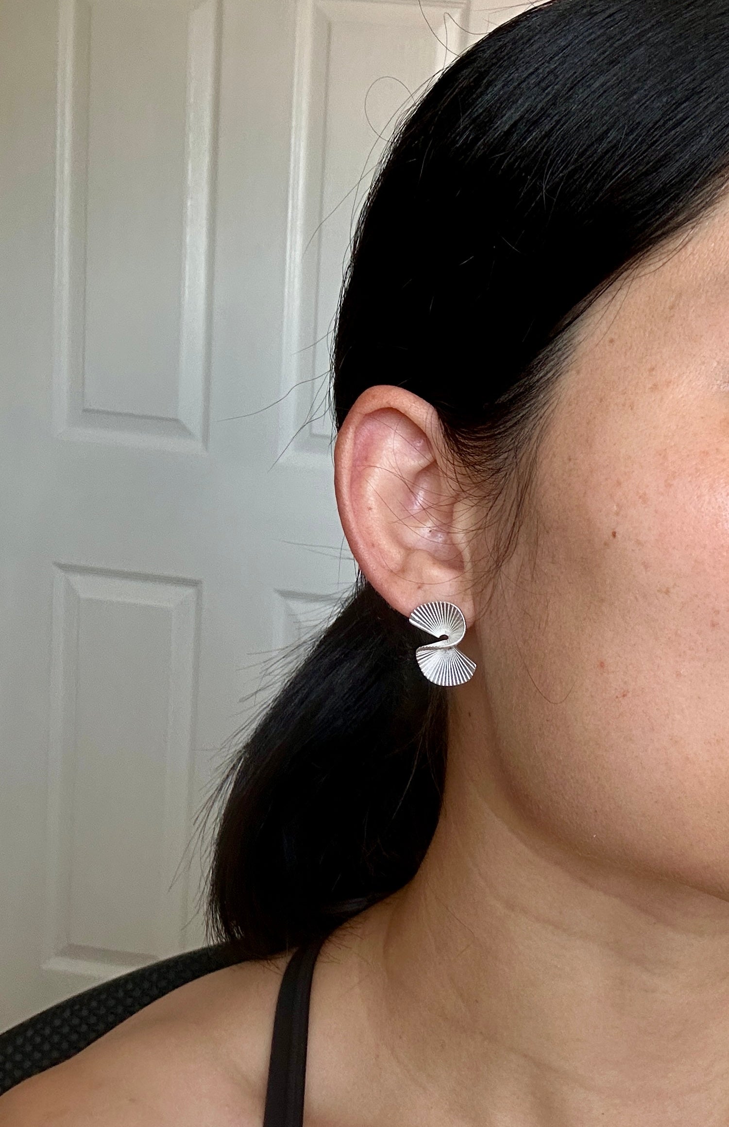 Spiral Fan Stud Earrings | 925 Sterling Silver