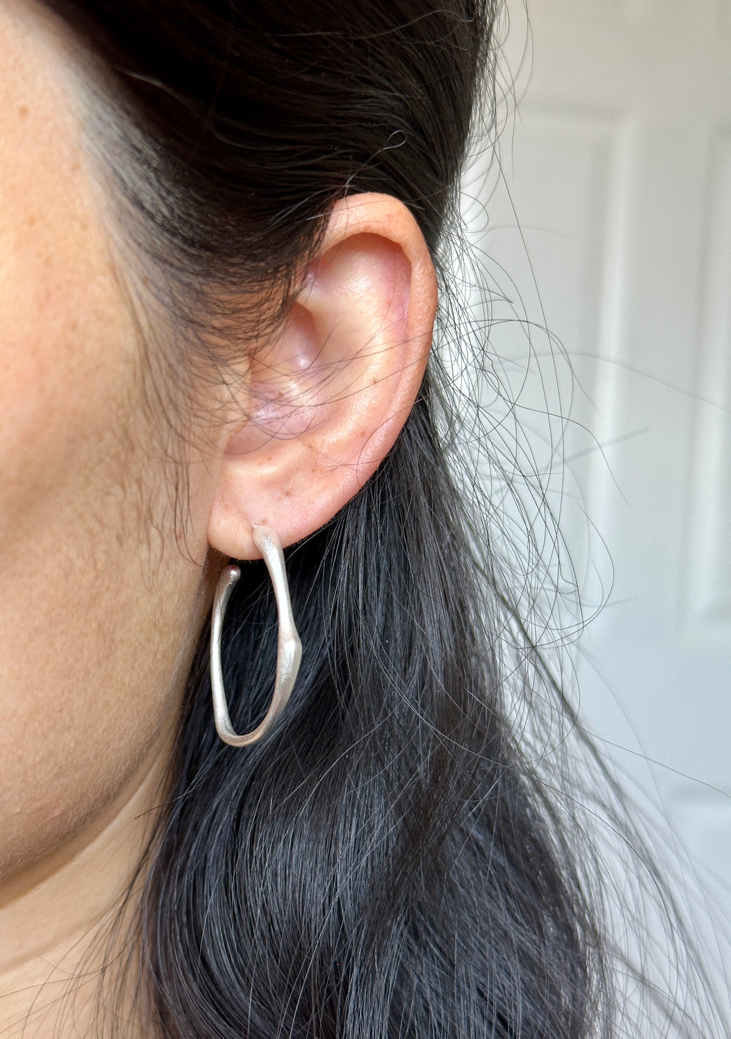 Chunky Sterling Silver Hoop Earrings: 925 Silver Huggies, Satin Finish