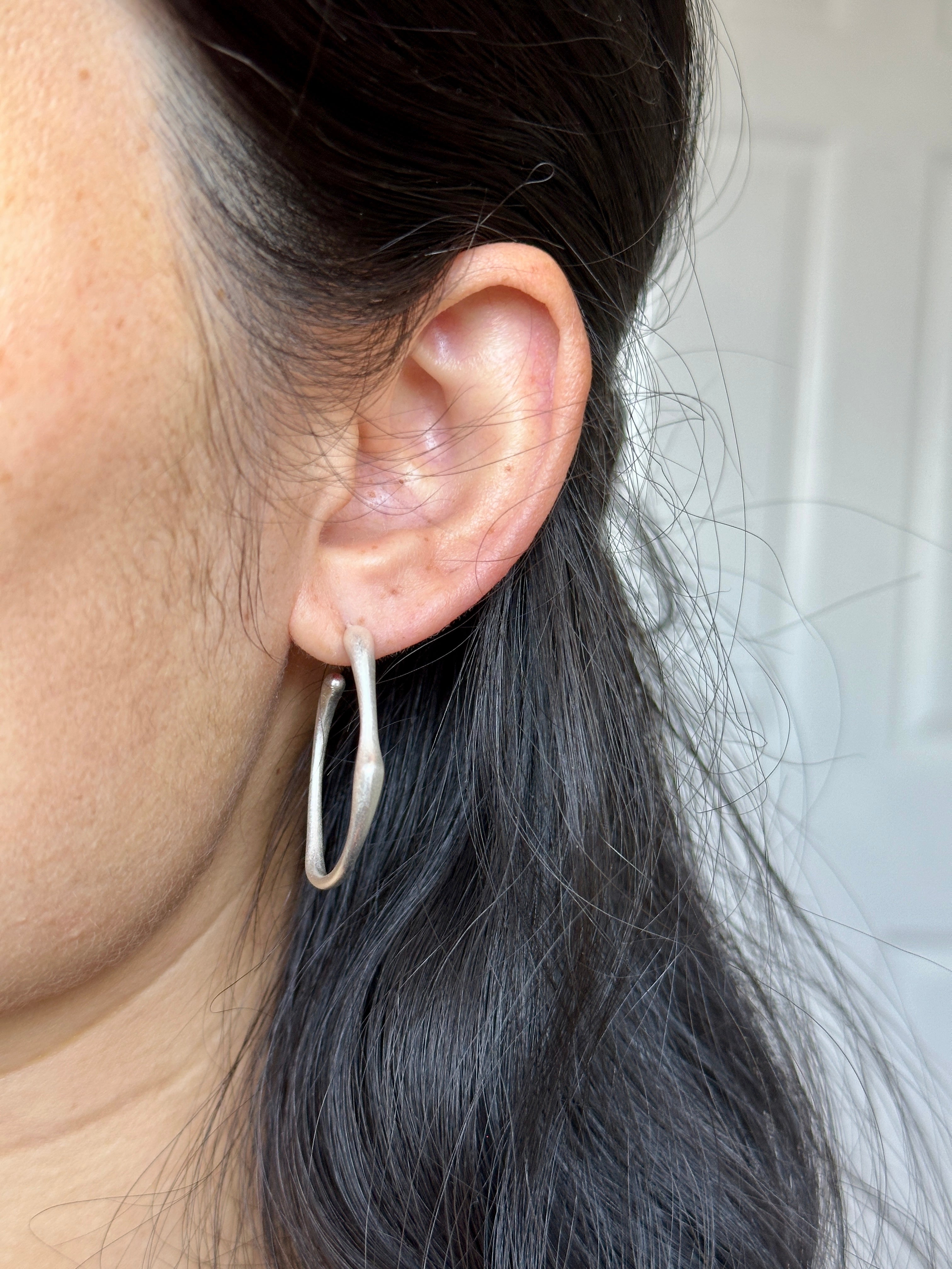 Chunky Sterling Silver Hoop Earrings: 925 Silver Huggies, Satin Finish