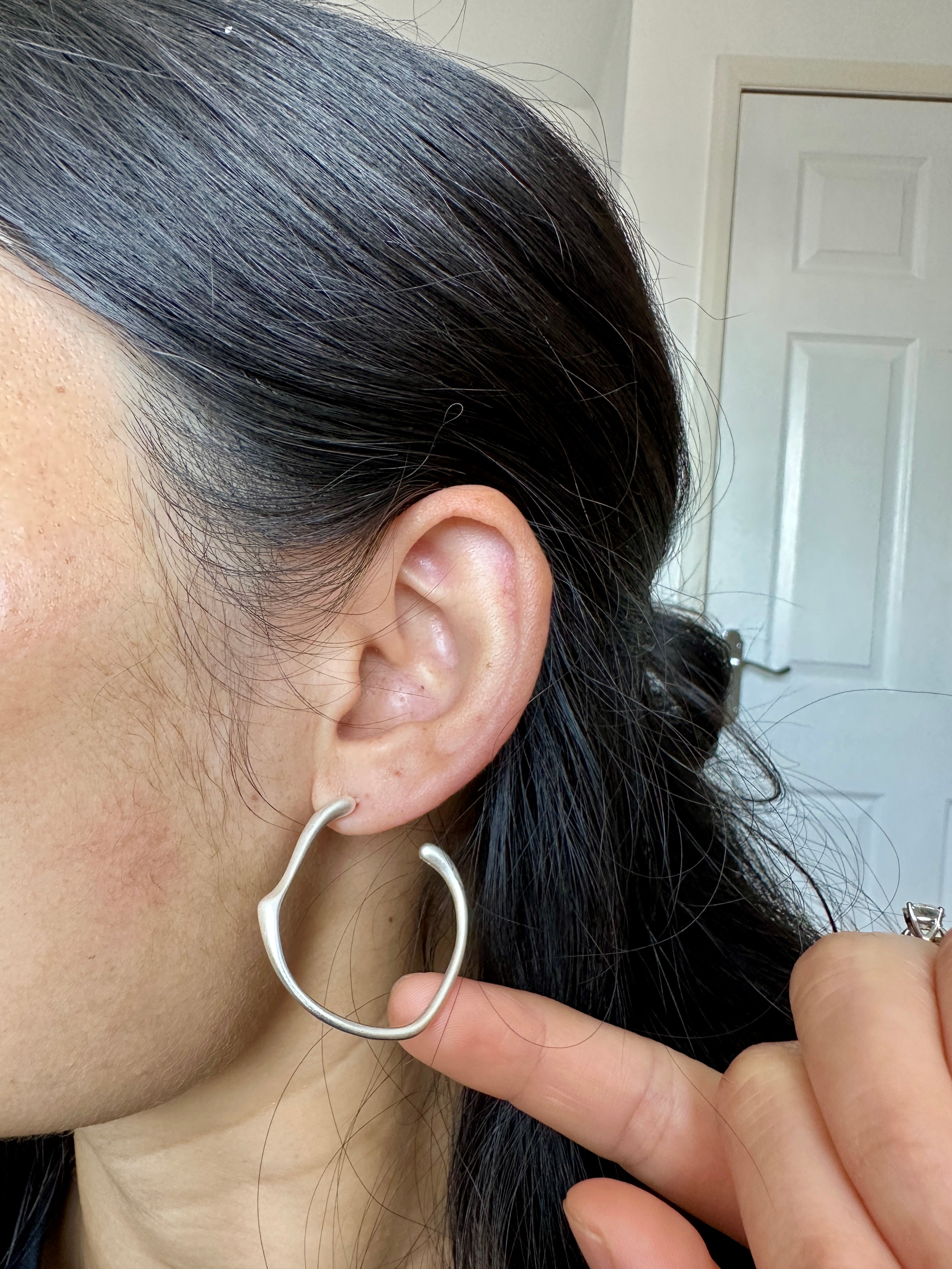 Chunky Sterling Silver Hoop Earrings: 925 Silver Huggies, Satin Finish