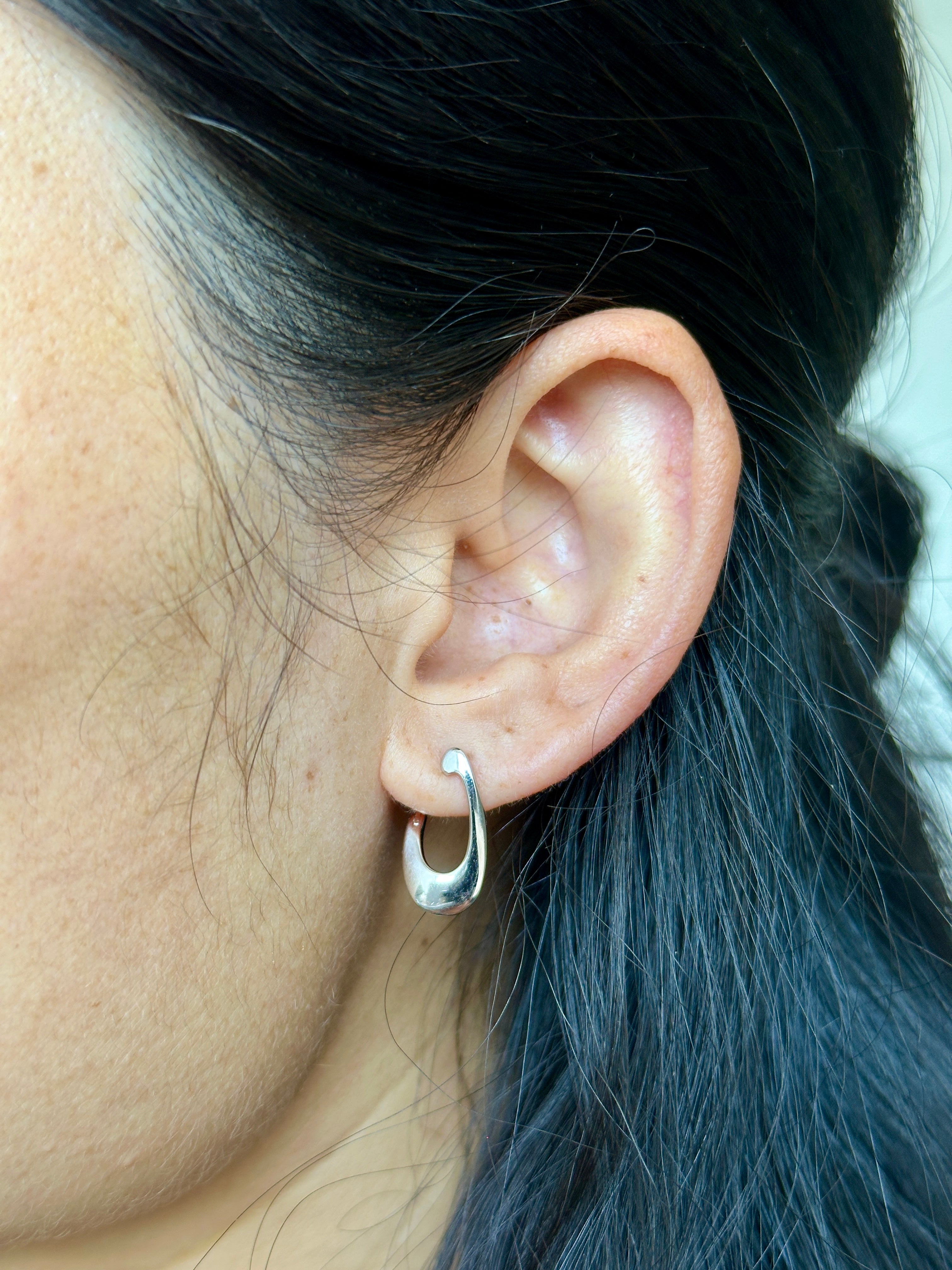 Sterling Silver Sculptural Hoop Earrings: Modern Minimalist Design
