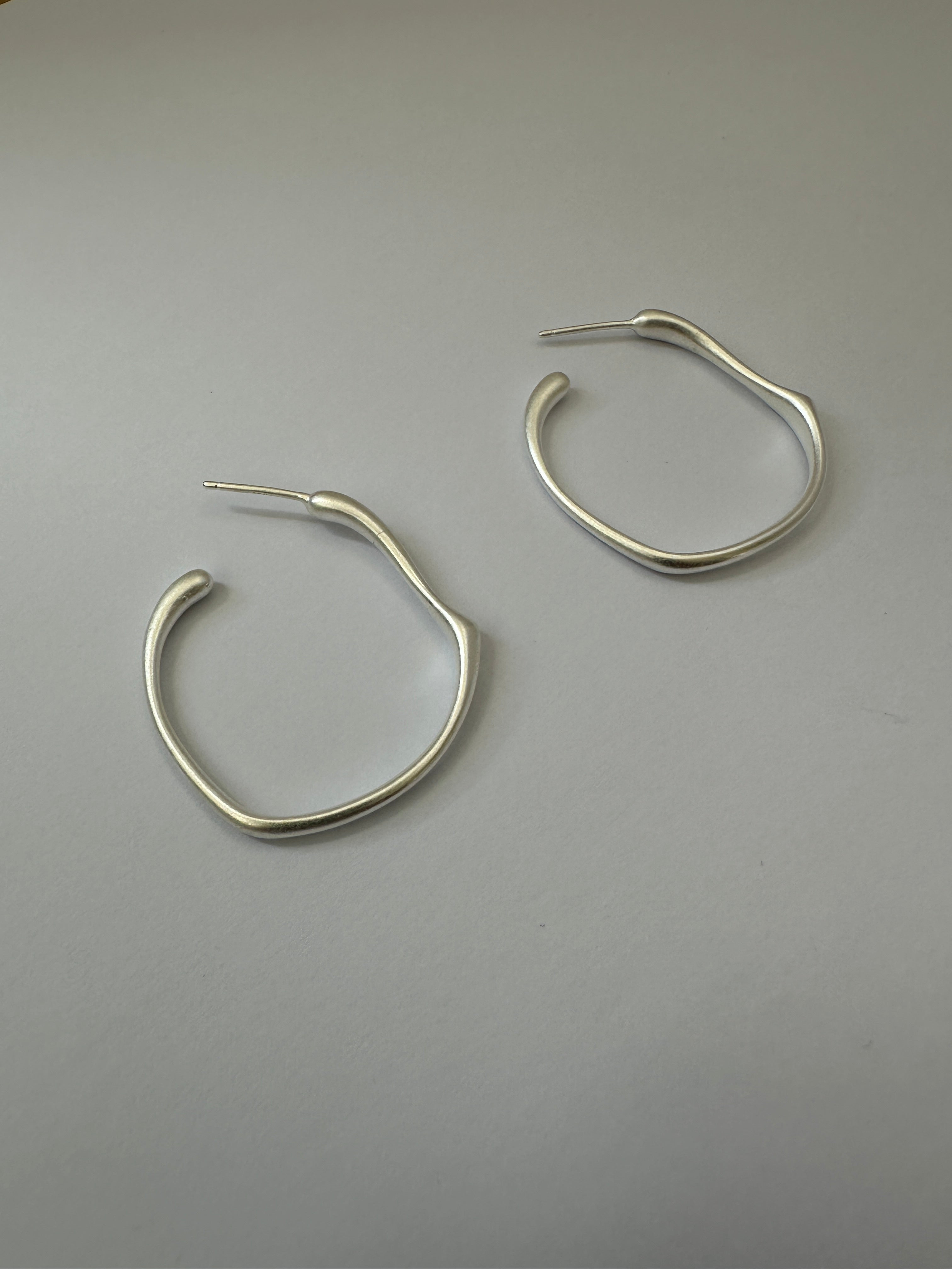 Chunky Sterling Silver Hoop Earrings: 925 Silver Huggies, Satin Finish