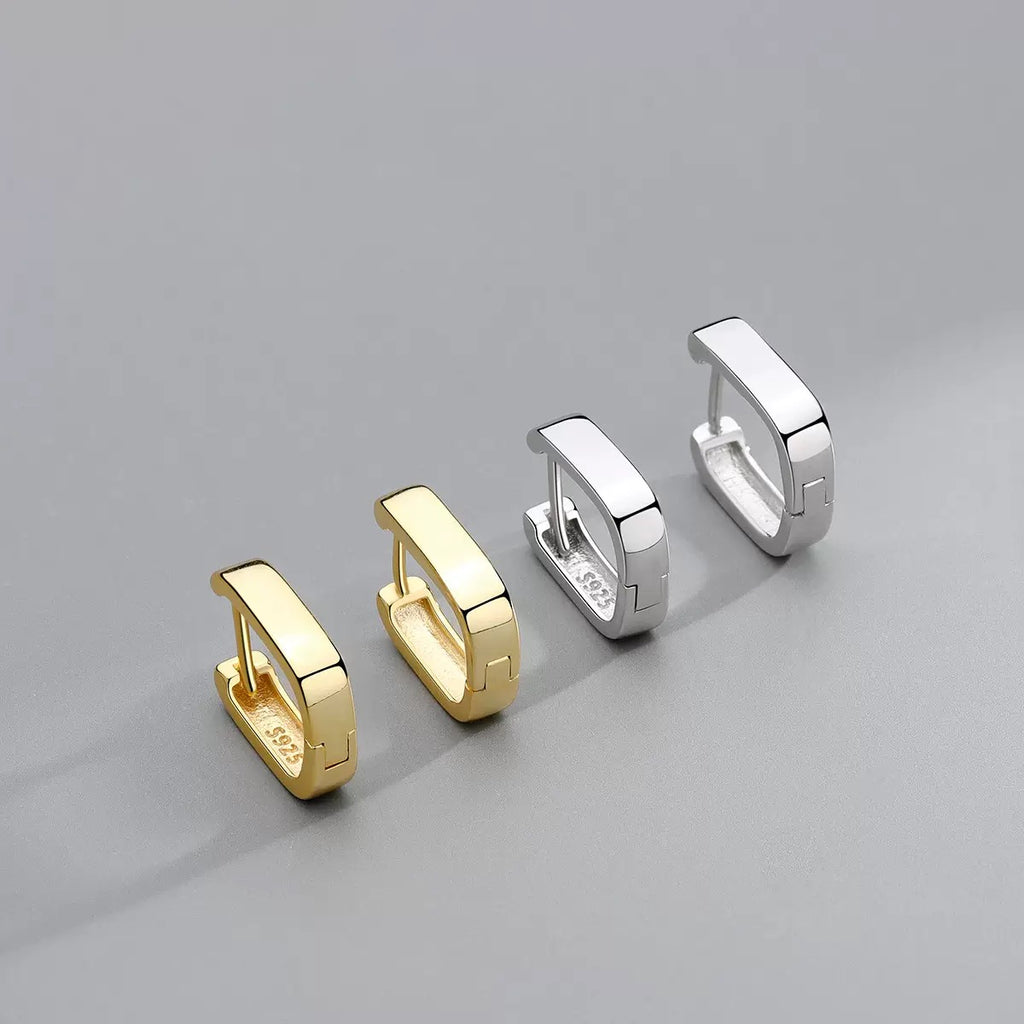 Minimalist Square Huggie Hoops | 925 Sterling Silver or Gold Vermeil