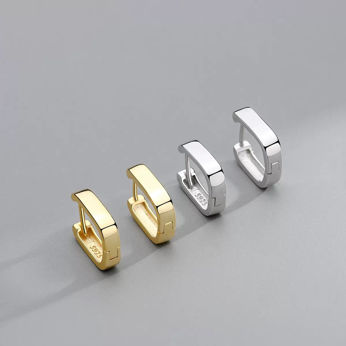 Minimalist Square Huggie Hoops | 925 Sterling Silver or Gold Vermeil