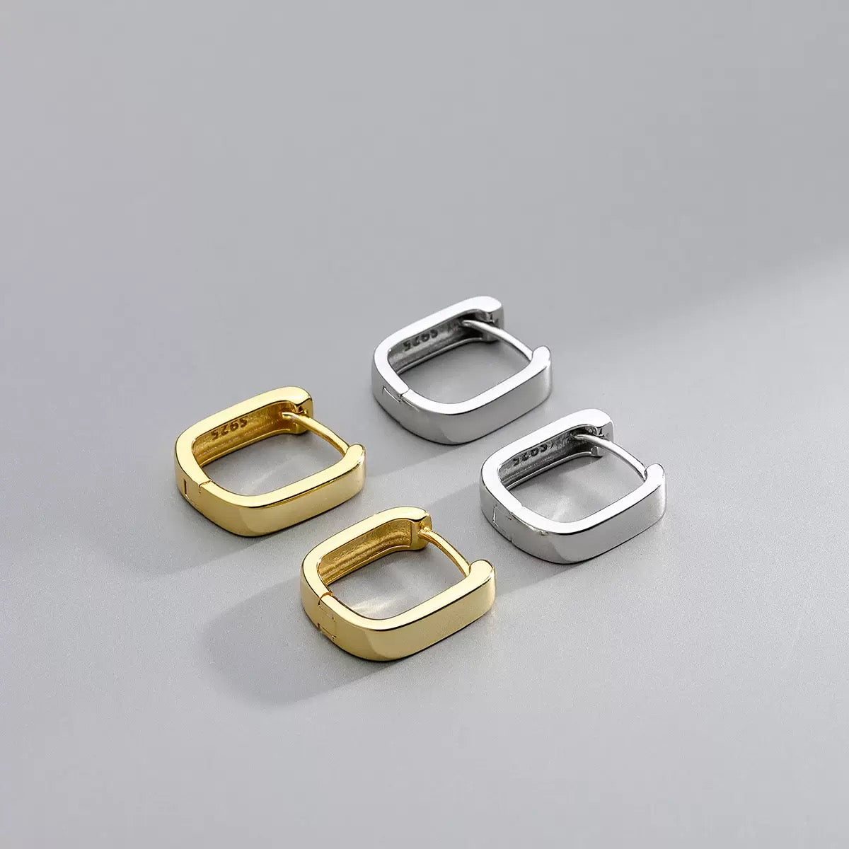 Minimalist Square Huggie Hoops | 925 Sterling Silver or Gold Vermeil