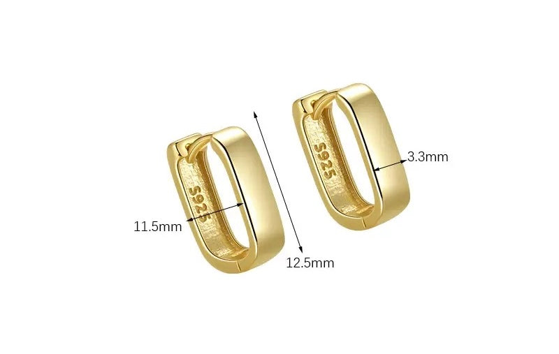 Minimalist Square Huggie Hoops | 925 Sterling Silver or Gold Vermeil