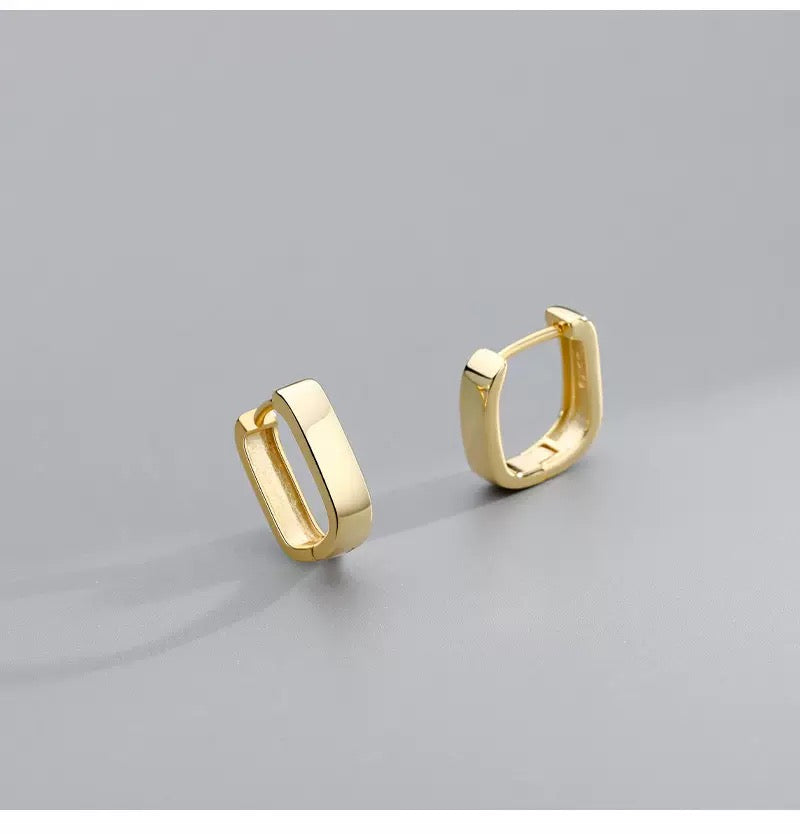 Minimalist Square Huggie Hoops | 925 Sterling Silver or Gold Vermeil