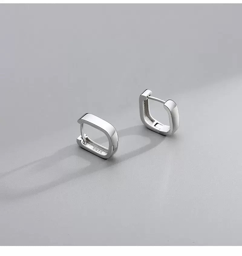 Minimalist Square Huggie Hoops | 925 Sterling Silver or Gold Vermeil
