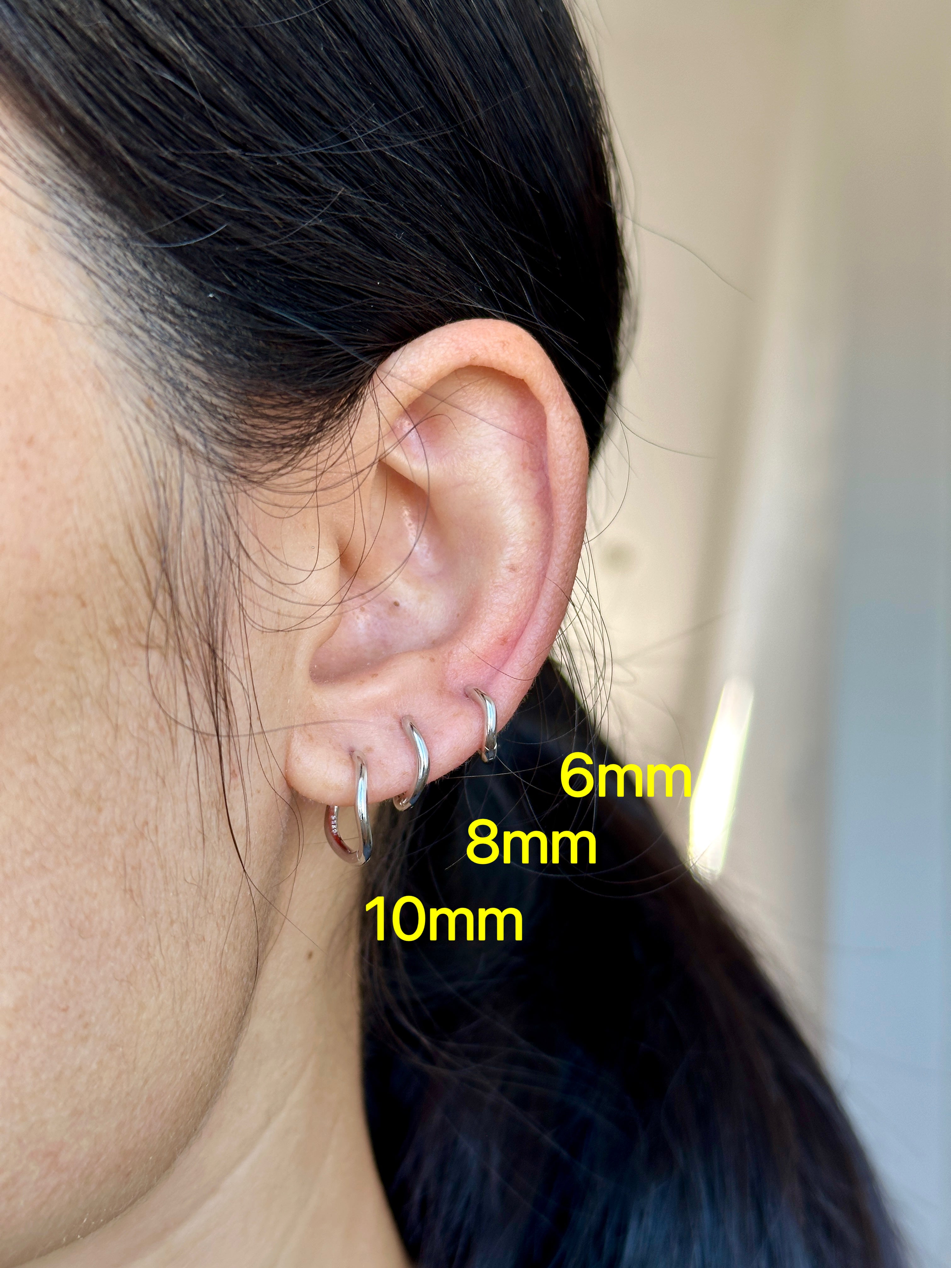 Tiny Huggie Hoop Earrings: Sterling Silver or Gold,  Irregular Hoops, Size 6mm 8mm 10mm