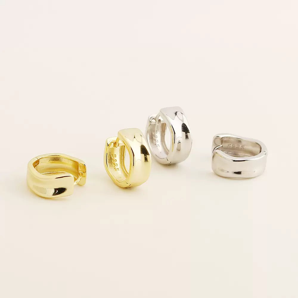 Chunky Twist Huggie Hoops | 925 Sterling Silver or Gold Vermeil