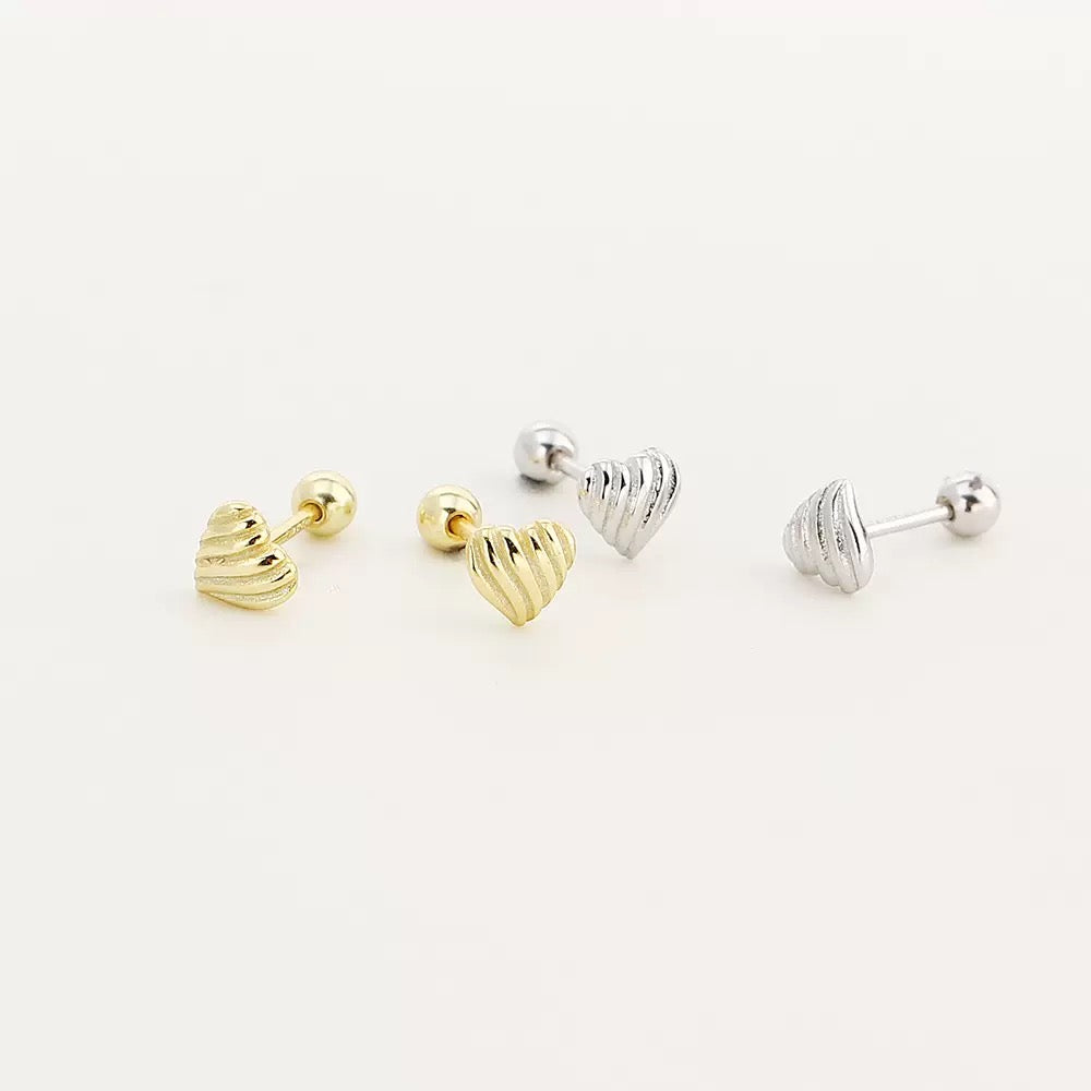 Textured Heart Stud Earrings | 925 Sterling Silver
