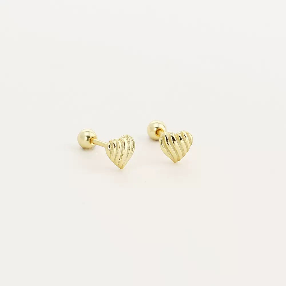 Textured Heart Stud Earrings | 925 Sterling Silver