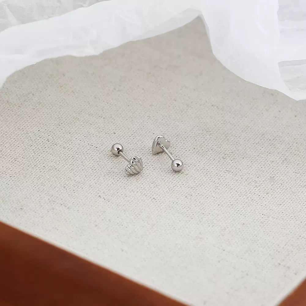 Textured Heart Stud Earrings | 925 Sterling Silver