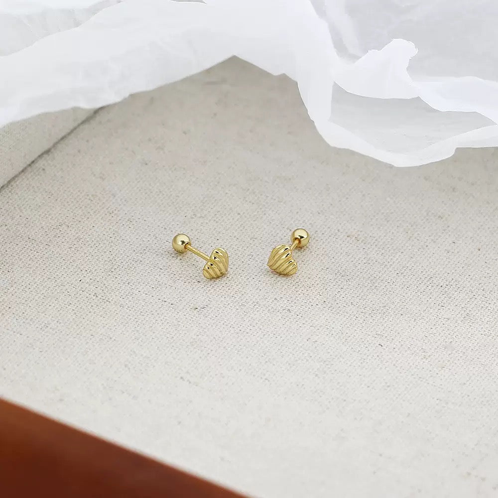 Textured Heart Stud Earrings | 925 Sterling Silver