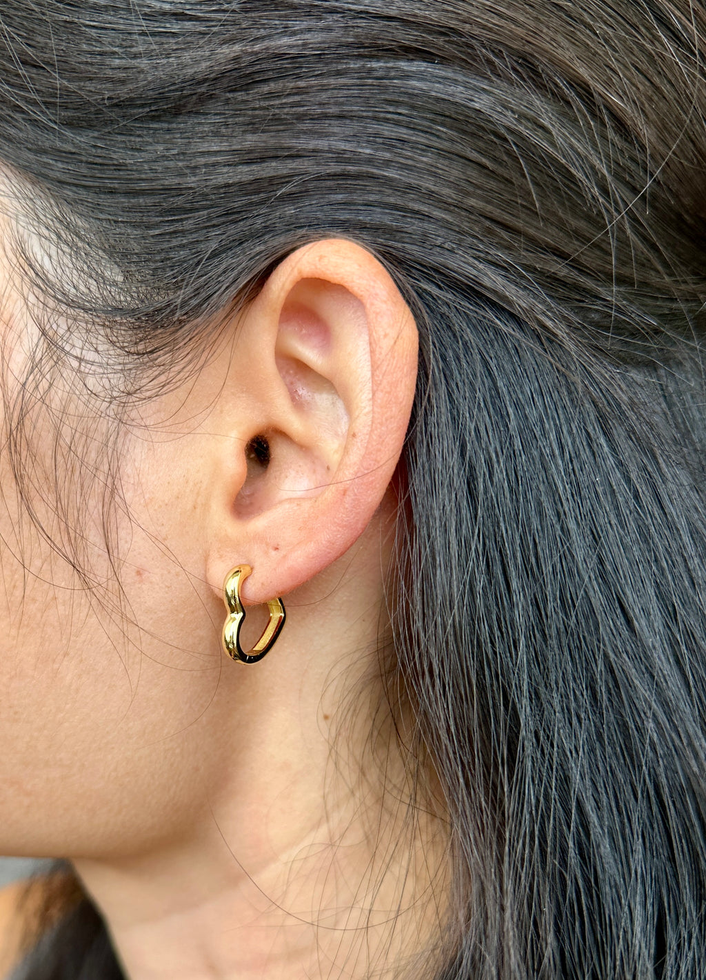 Sterling Silver Love Heart Hoop Earrings, 18k Gold Plated Heart Huggie Hoops