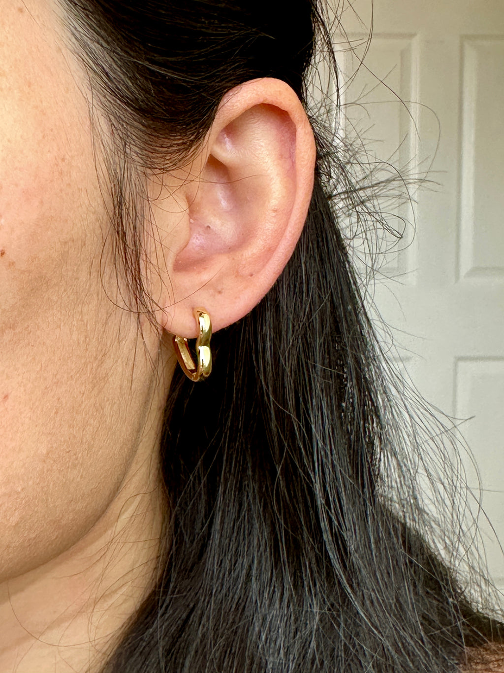 Sterling Silver Love Heart Hoop Earrings, 18k Gold Plated Heart Huggie Hoops