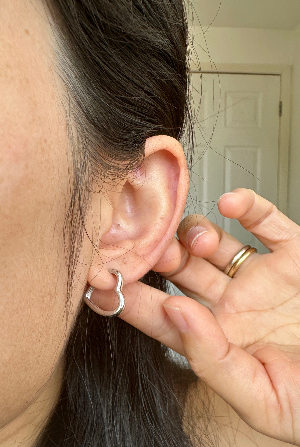 Sterling Silver Love Heart Hoop Earrings, 18k Gold Plated Heart Huggie Hoops