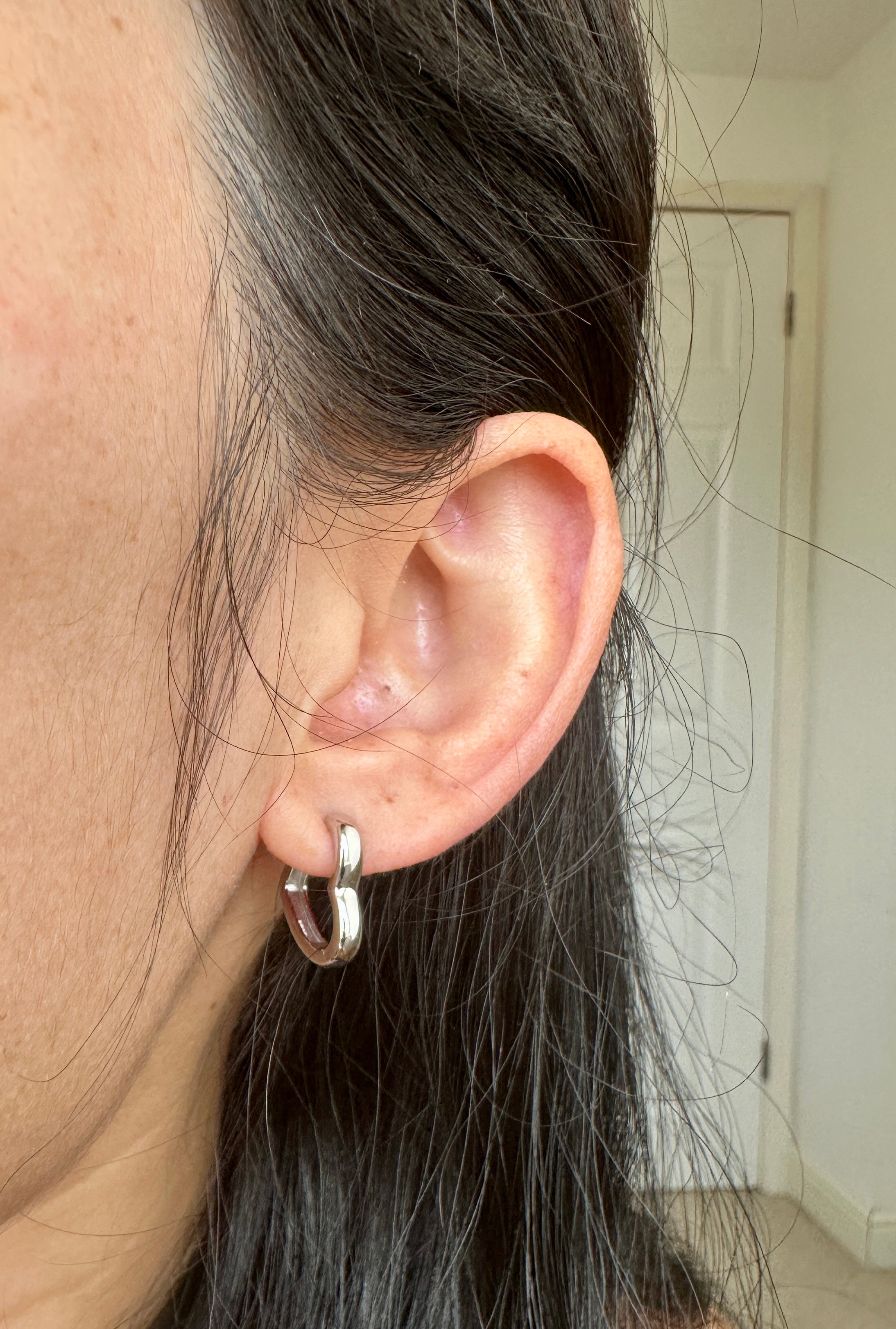 Sterling Silver Love Heart Hoop Earrings, 18k Gold Plated Heart Huggie Hoops