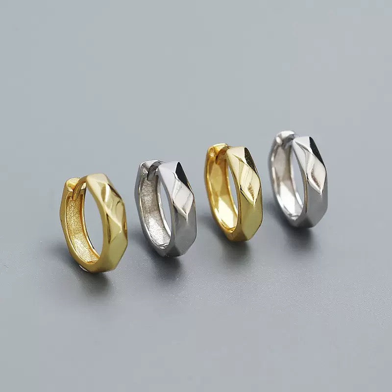 Faceted Hoop Earrings | 925 Sterling Silver