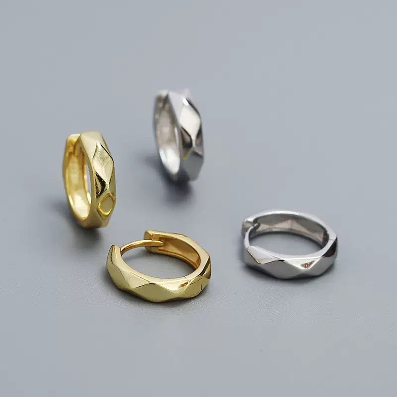 Faceted Hoop Earrings | 925 Sterling Silver