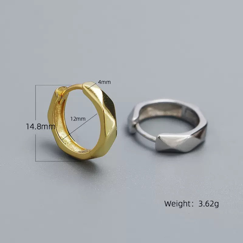 Faceted Hoop Earrings | 925 Sterling Silver