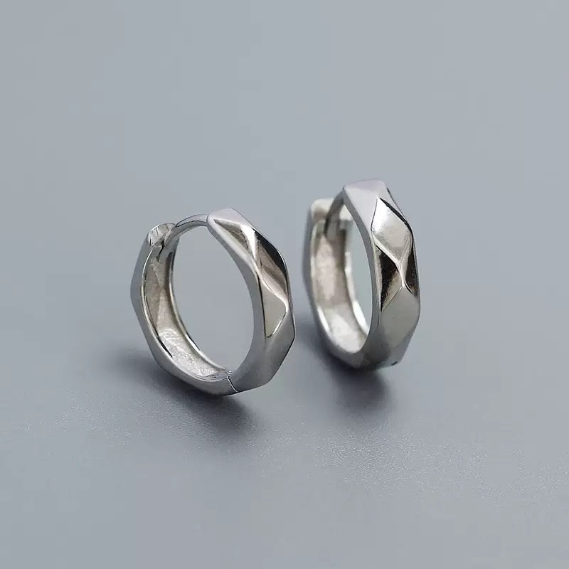 Faceted Hoop Earrings | 925 Sterling Silver