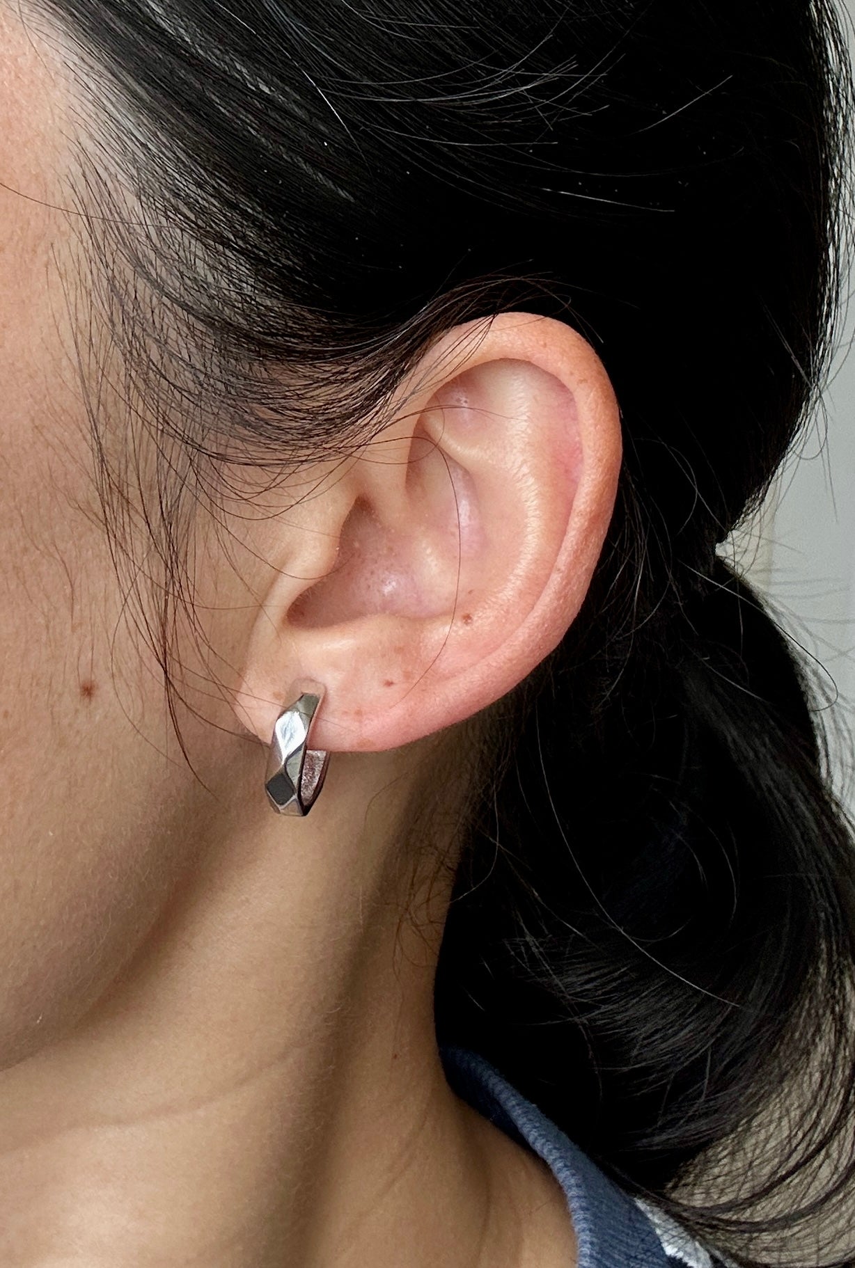 Faceted Hoop Earrings | 925 Sterling Silver