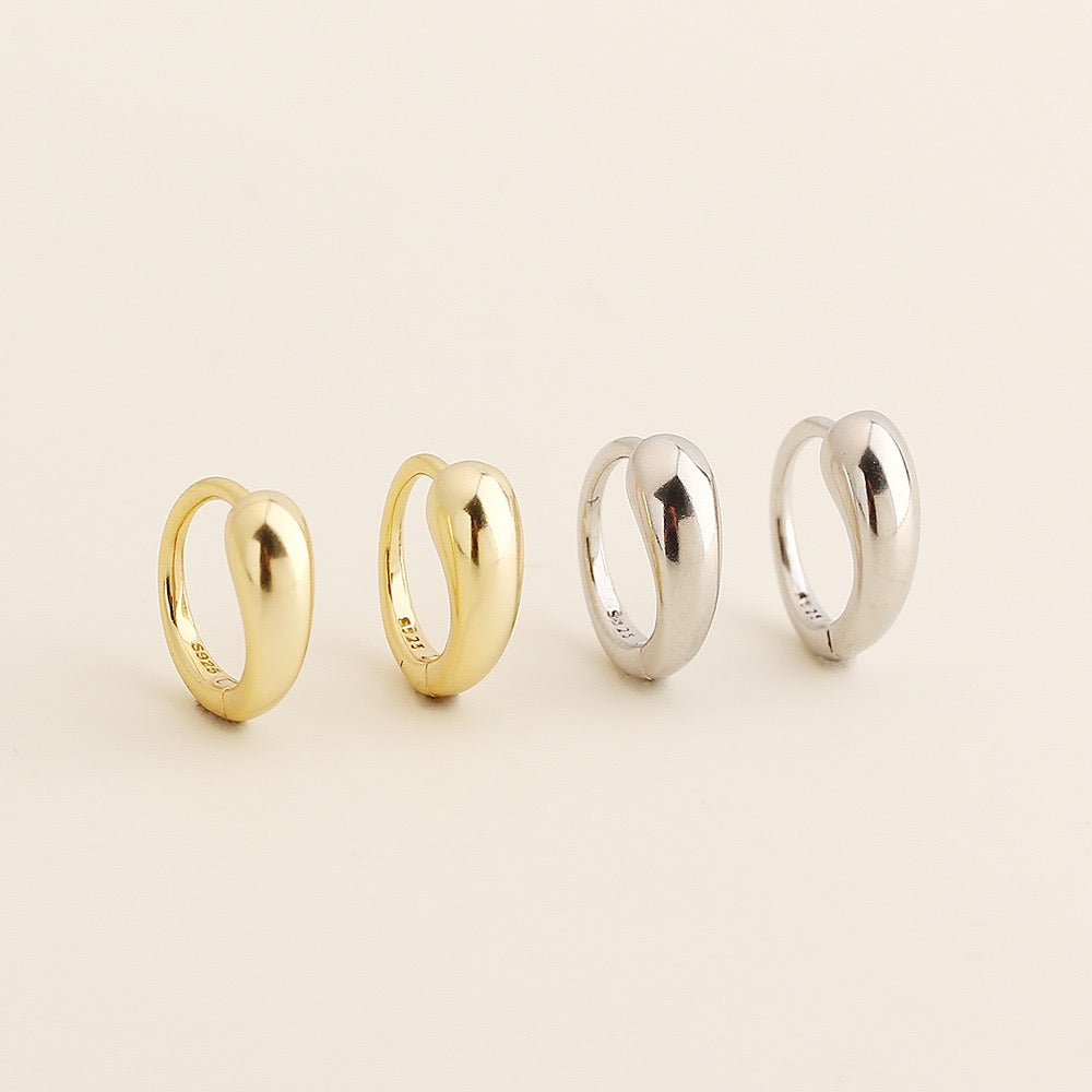 Modern Curved Hoop Earrings | 925 Sterling Silver