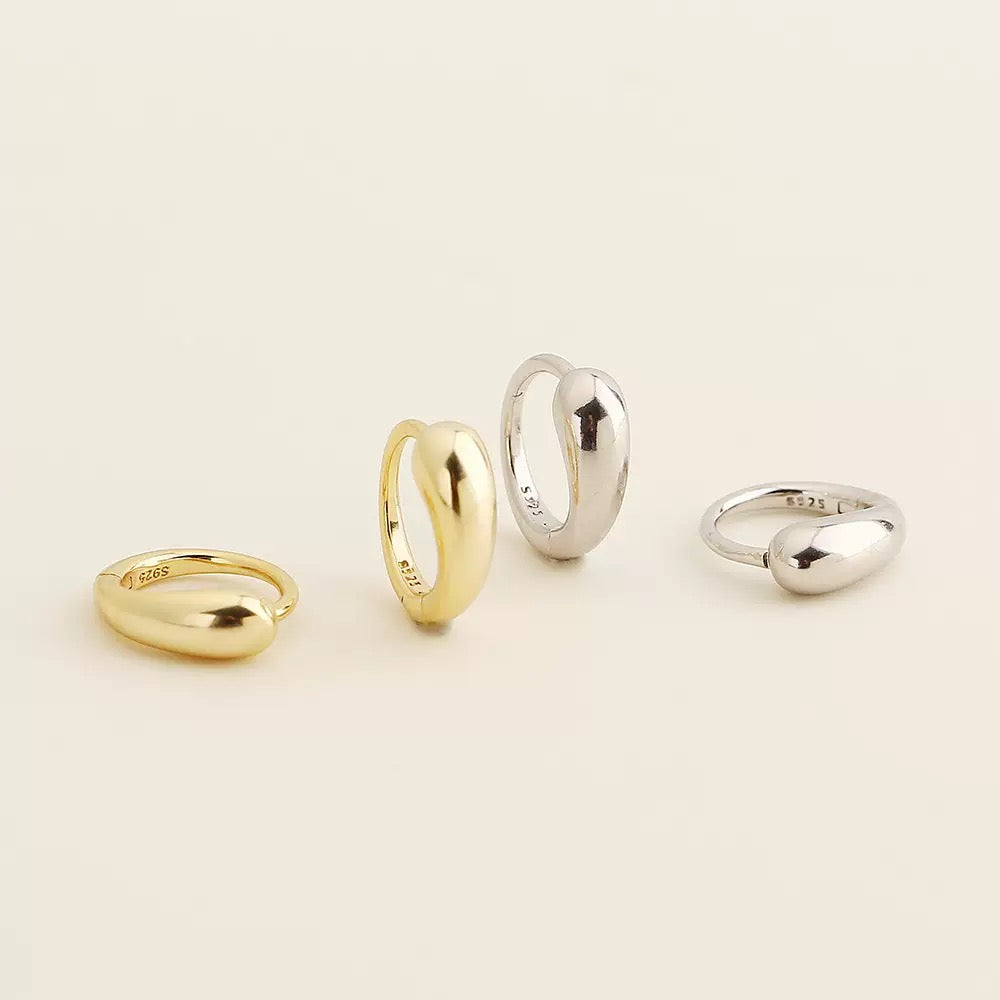 Modern Curved Hoop Earrings | 925 Sterling Silver
