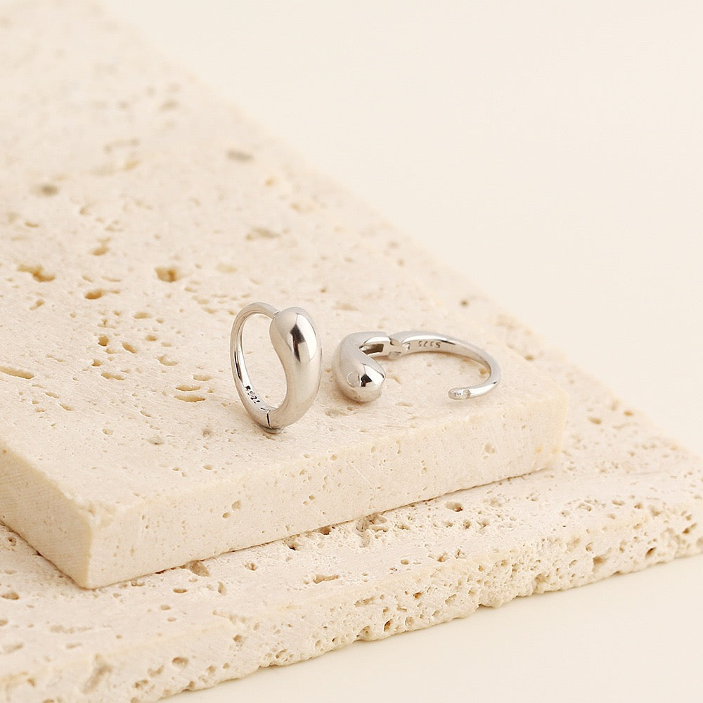 Modern Curved Hoop Earrings | 925 Sterling Silver