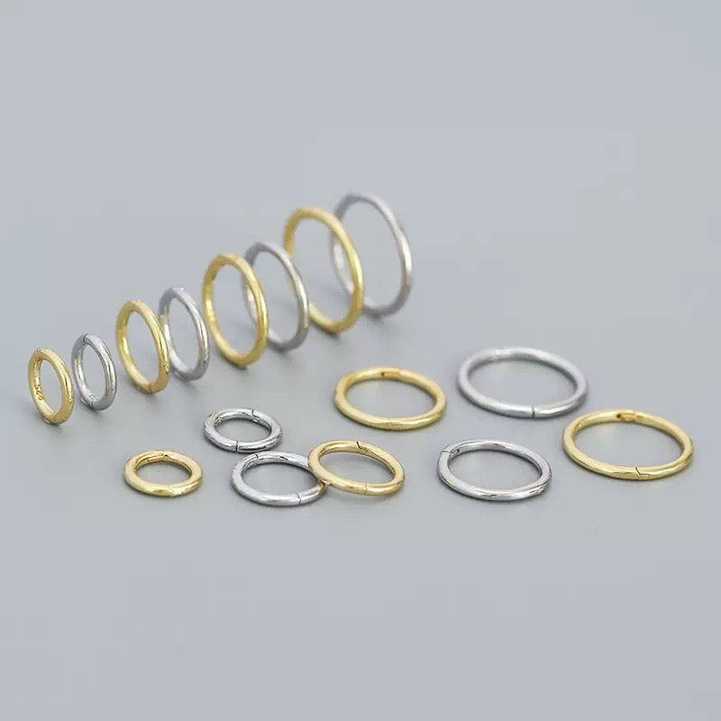 925 Sterling Silver Thick Hoop Earrings | Minimal Everyday Hoops | Gold & Silver