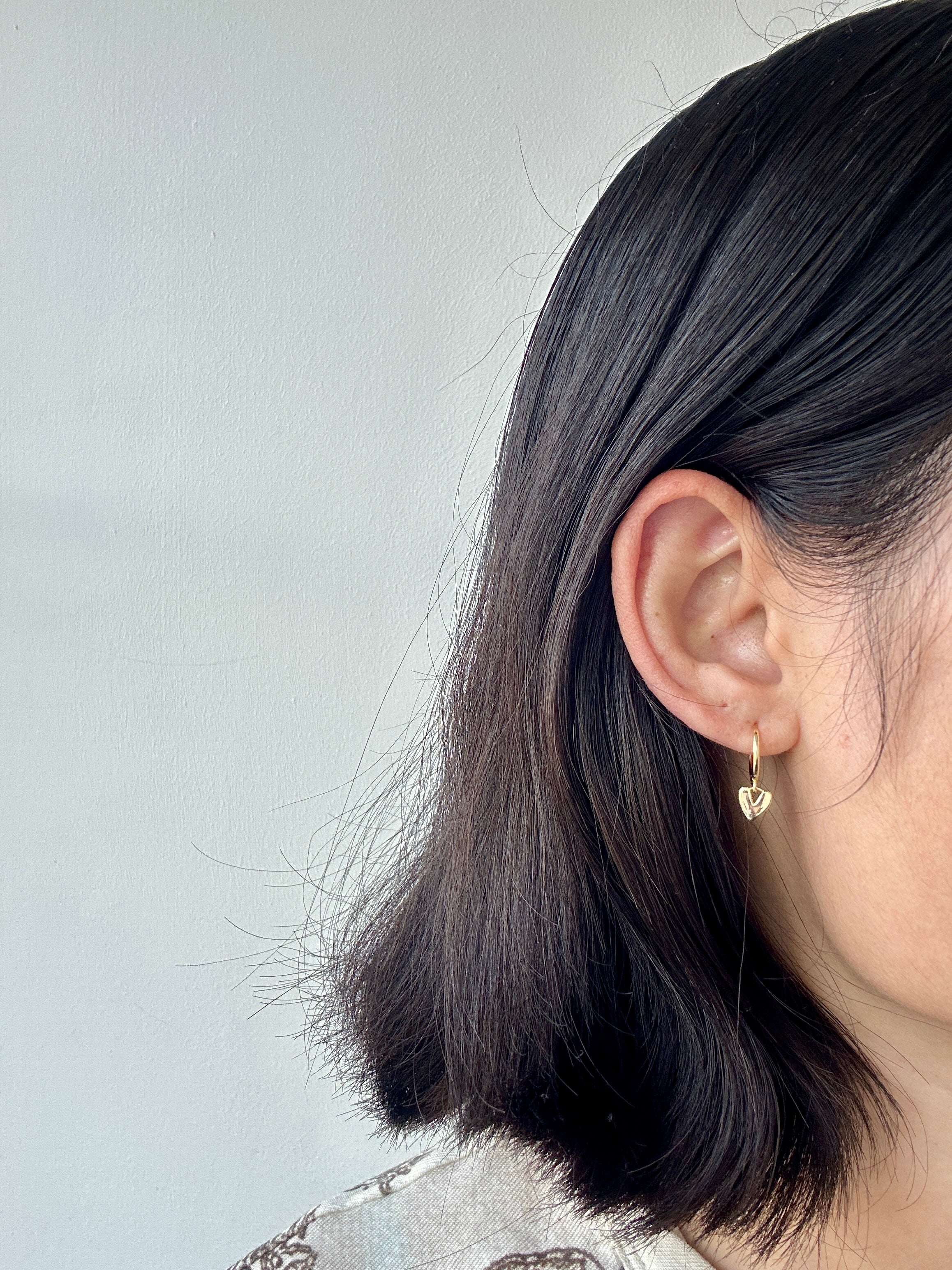 925 Sterling Silver Heart Drop Hoop Earrings | Minimalist Dangle Design