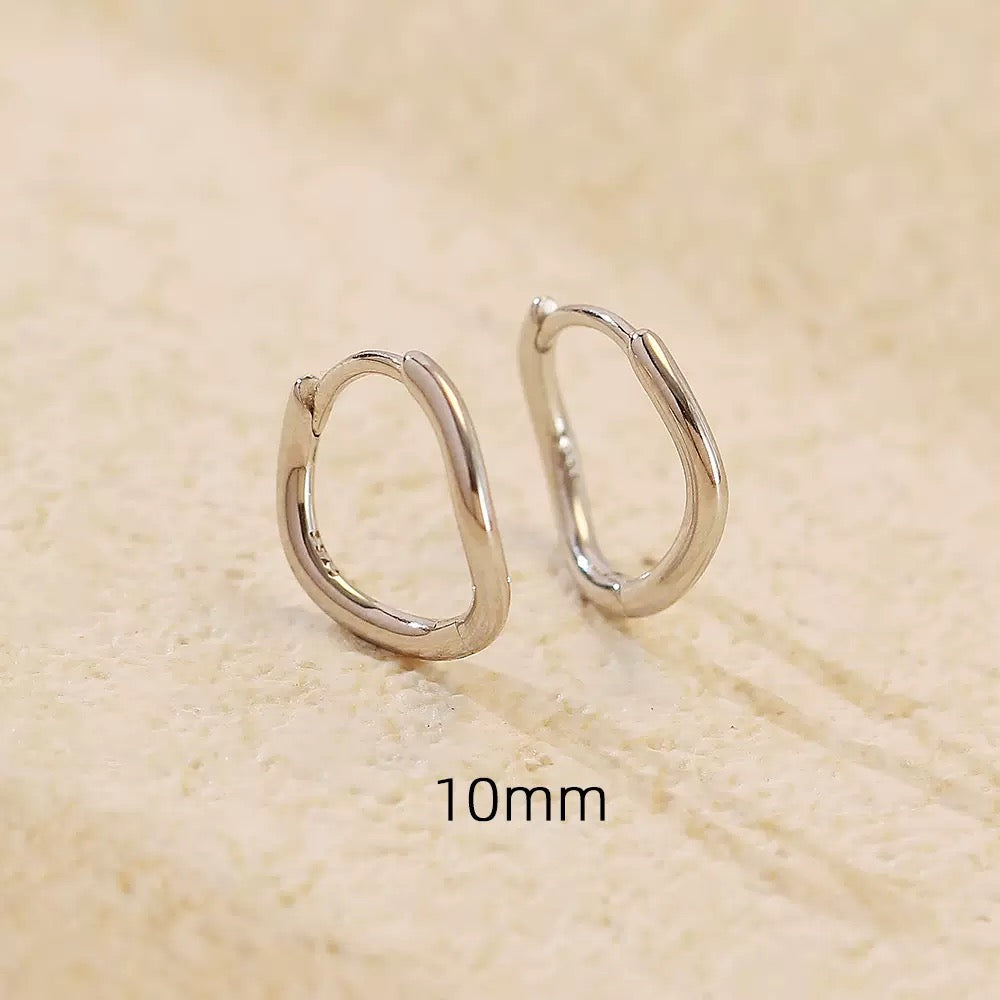 Tiny Huggie Hoop Earrings: Sterling Silver or Gold,  Irregular Hoops, Size 6mm 8mm 10mm