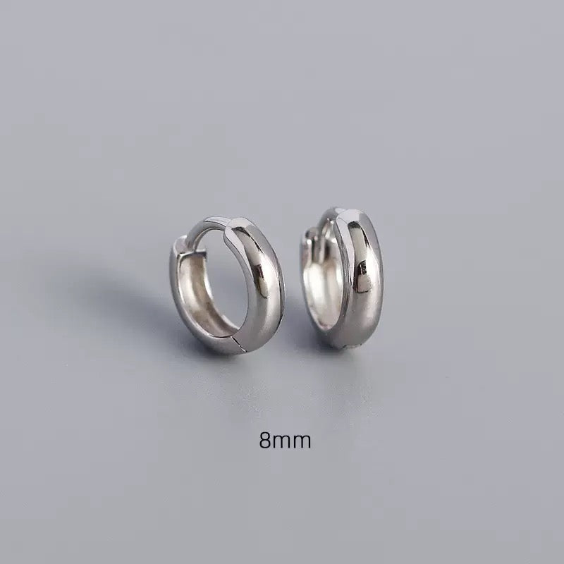 Classic 925 Sterling Silver Huggie Hoops – 5mm–9mm Sizes