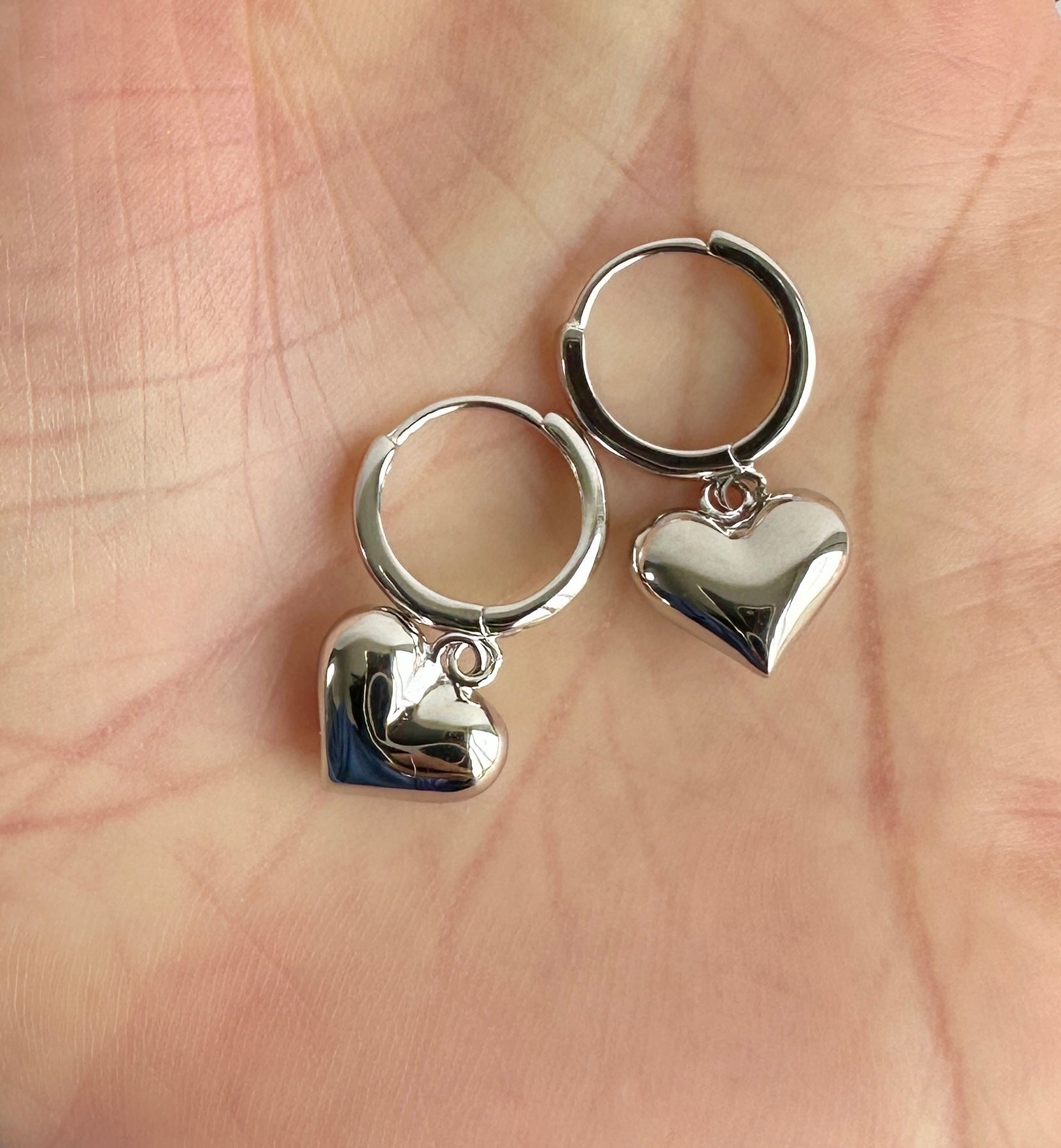 925 Sterling Silver Shining Heart Drop Earrings