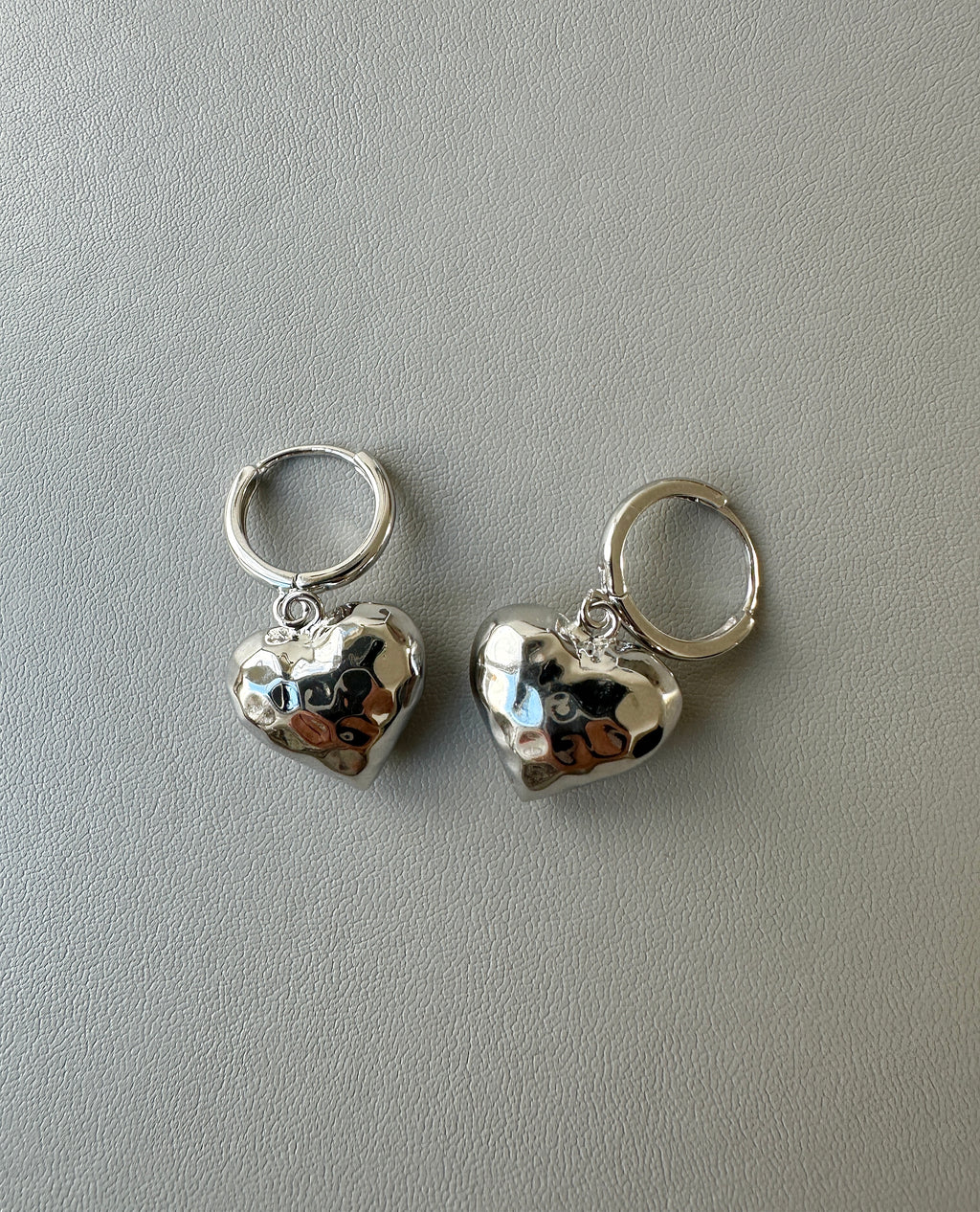 925 Sterling Silver Hammered Heart Drop Earrings - Elegant Gift for Her