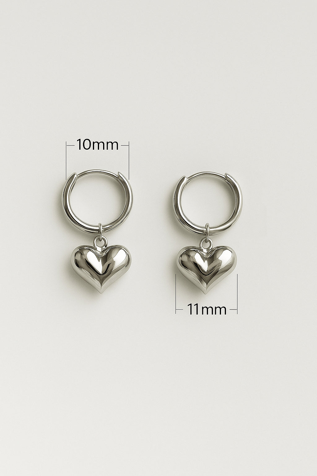 925 Sterling Silver Shining Heart Drop Earrings