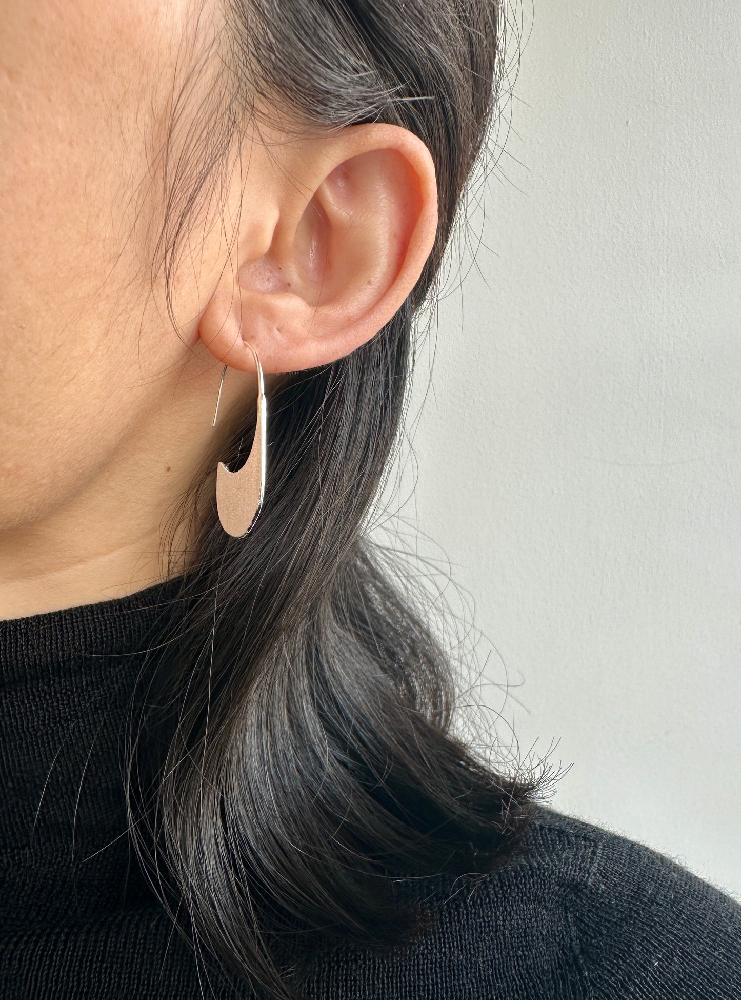 Brushed Half-Moon Hoop Earrings
